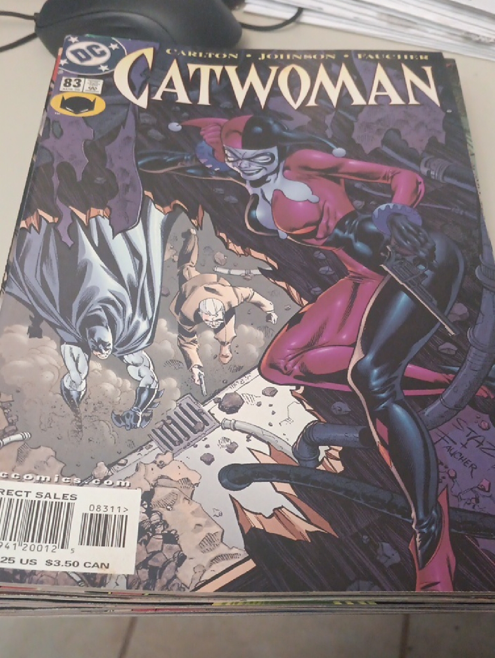 DC Catwoman Comic Cover Featuring Harley Quinn in Pink and Black No Sleeve